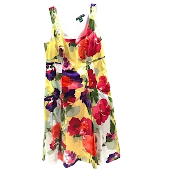 RALPH LAUREN Sleeveless Floral Print Dress with Hidden Rear Zipper Sz 8 - Picture 5 of 5